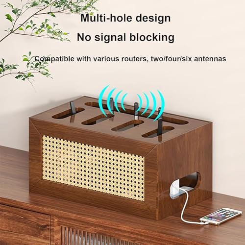 Caja para enrutador WiFi y organizador de cables de madera para el hogar 6