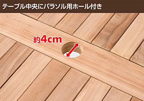 ガーデンマスター(Gardenmaster) 折りたたみガーデンテーブル 幅60×奥行60×高さ70.5cm 天然木チーク材 パラソルホール付き お庭 ベランダ テラス バルコニー ガーデンマスター IOT-60 5枚目