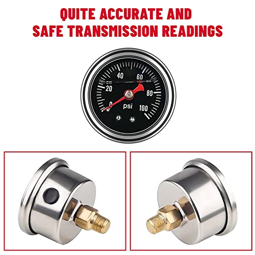 Efi Fuel Pressure Regulator Kit With Bypass Return 0-100Psi Pressure Gauge An6-6An Fuel Line Hose Fitting Connectors Kit Adjustable Universal Aluminum Black & Red #TOP2