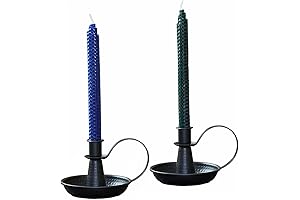 Retro Iron Candlestick Holders with Handle for Taper Candles, 2pcs Black Candlelight...