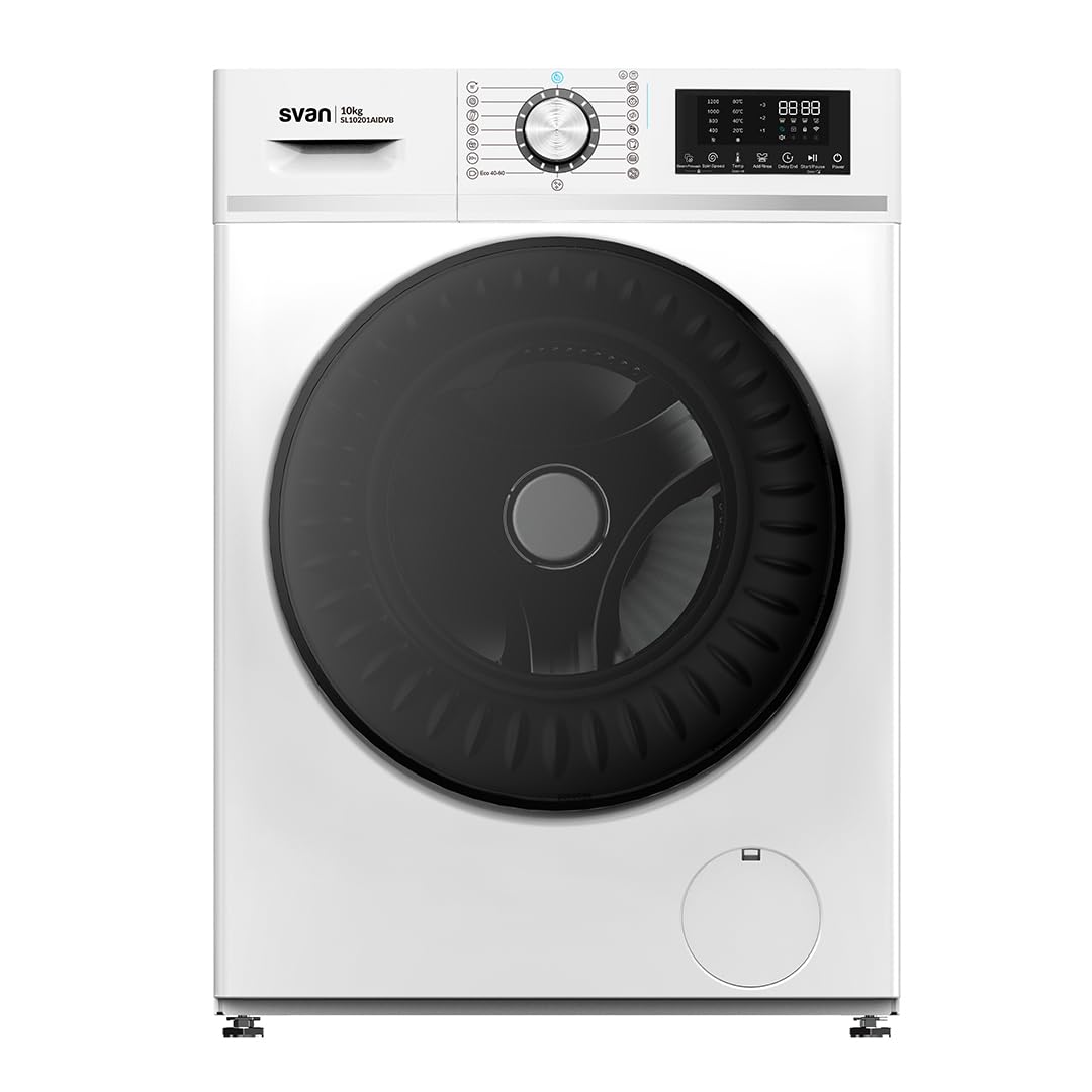 Svan Lavadora 10 Kg Carga Frontal, Blanco, SL10201AIDVB. 1200 rpm, Motor Inverter, 16 Programas, Tambor Acero Inoxidable, Clase de Eficiencia Energética A