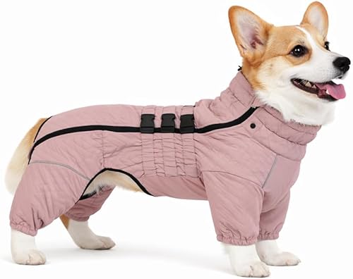 Miniatura 34 de Chaleco cálido de doble capa para perro, 4 patas cubiertas, resistente al viento, impermeable, reflectante para perros pequeños, medianos y grandes