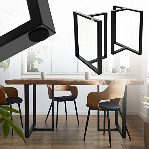 ML-Design Set 2X Base de Mesa en T 60 x 72 cm Soporte Negro Mate de Metal Acero Recubierto de Polvo Bastidor para Escritorio Pata para Consola Sostén para Tablero Pie Armazón Diseño Industrial