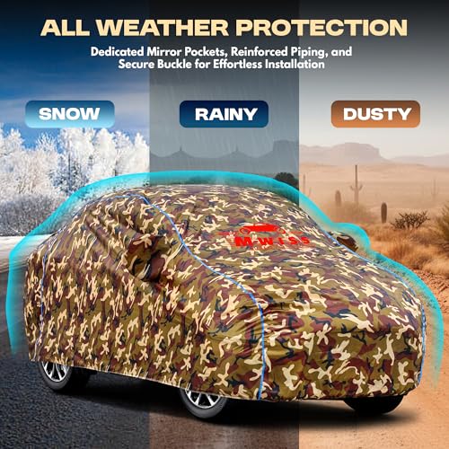 Image of Waterproof Car Cover for Renault Triber | Dustproof, UV & Scratch Resistant Soft Cotton Lining | Triple Stitched, Mirror Pockets & Elastic Hem | Jungle