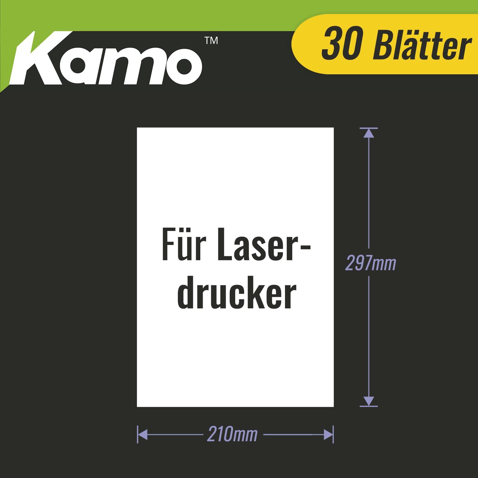 Kamo Wasserschiebefolie Transparent A4 für Laserdrucker – 30 Blätter Decalfolie für Keramik, Glas, Tassen, Kerzen, Kunststoff und Modellbau DIY Projekte
