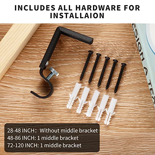 Rustic Industrial Curtain Rods For Windows 28 To 48 Inches, Blackout Wrap Around Curtain Rod, For Indoor And Outdoor, Simple Modern Design, 5/8 Inch Rod Diameter, 28 To 48 Inches, Black #TOP5