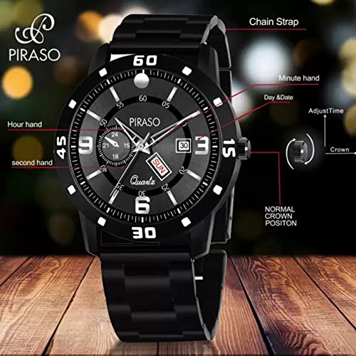 Image of PIRASO Analog Day and Date Working Display MESH Strap Watch for Men & Boys