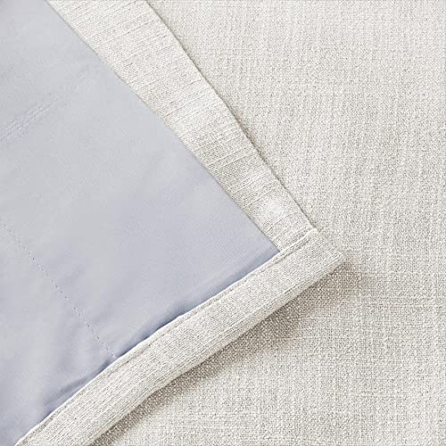 Twopages 84 W X 102 L Tailor Pleat Curtain, Sliding Door Living Room Heavy Faux Linen Textured Window Curtain, Room Darkening Lined Drape 1 Panel, Beige White #TOP2