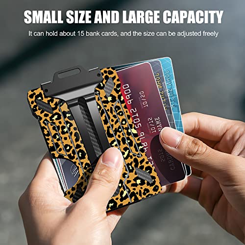 Image of Wallet For Men - Slim Aluminum Metal Money Clip, Leopard print