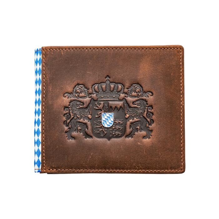 Hoamatkult Bayern Vintage Leder Geldtasche - Authentisches Bayerisches Design, RFID-Schutz, Vielseitige Fächer, Ideal für Alltag und Reisen