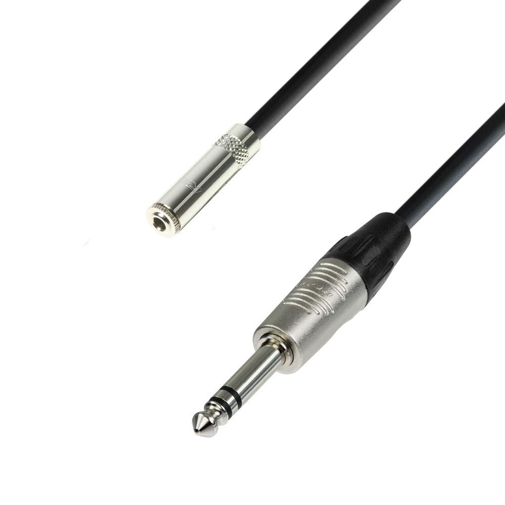 6m Adam Hall REAN Headphone Extension Cable 3.5mm Female Stereo Jack to 6.3mm Ma