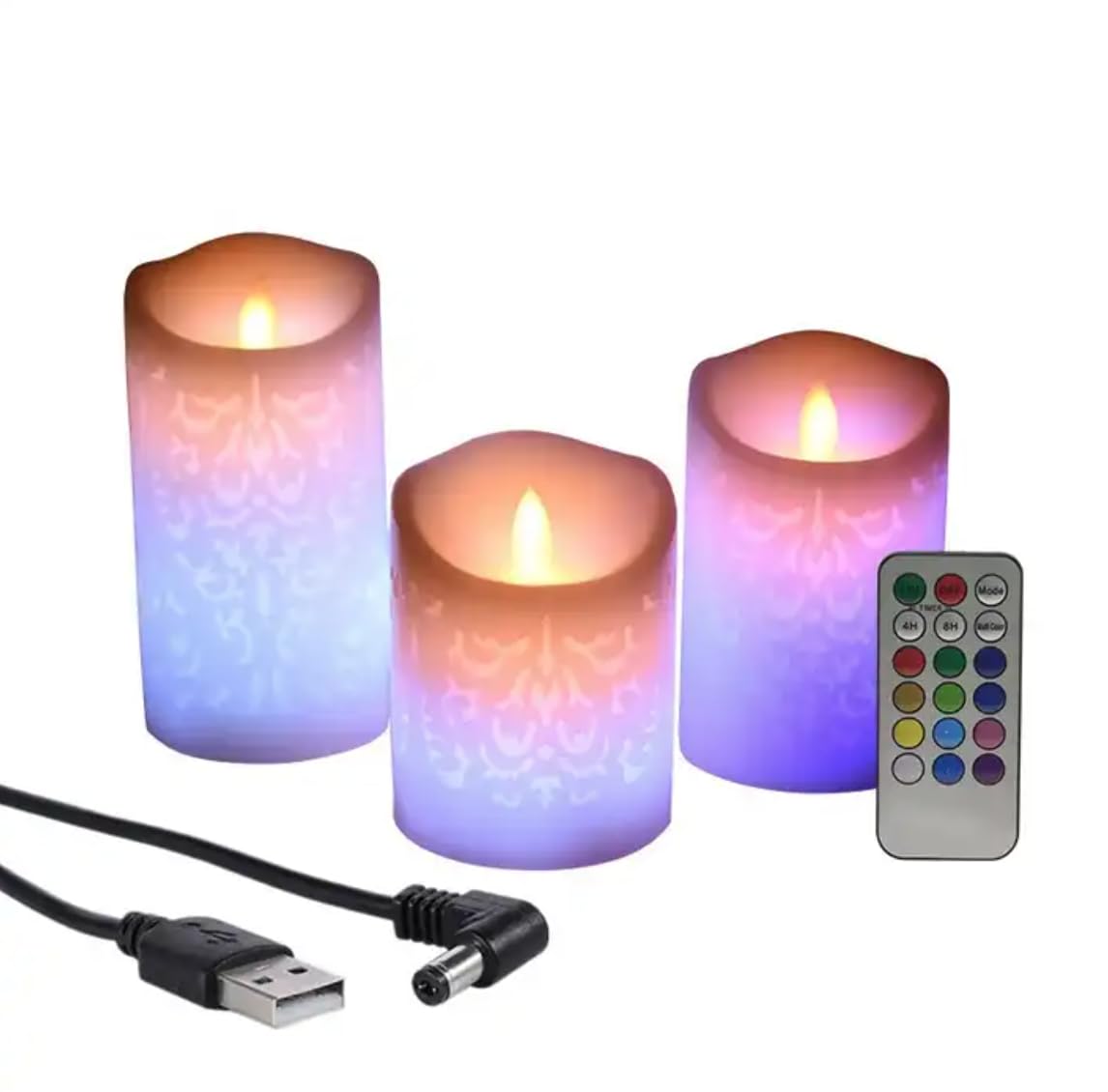 AB Creations Peak Flameless LED Candle Pack of 3 with Color Changing Remote - Great Gift for All
