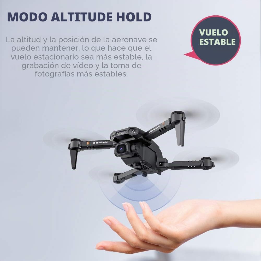 Goolsky Dron con cámara 4K, cámara de Seguimiento de Vuelo, Sensor de Gravedad, Gestos, Foto, vídeo, retención de altitud, Modo sin Cabeza, para Adultos y s