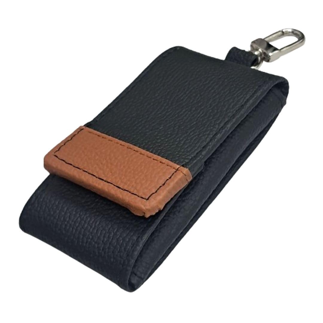premium faux leather 6 hook key pouch – key holder organizer case with snap button closure for home, office, car & locker keys