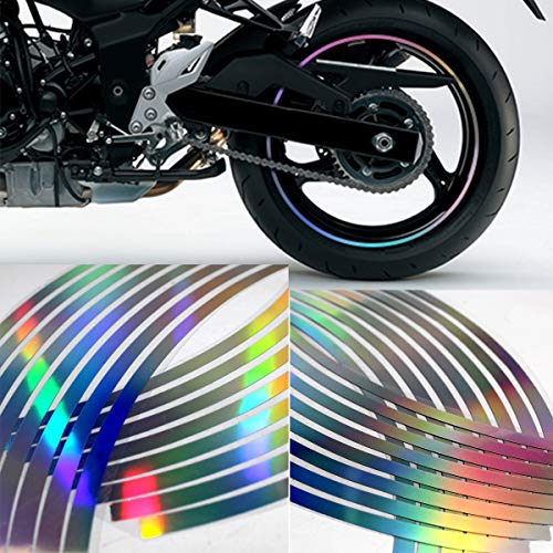 Laser Reflective Copyrighted Safety Rim Tapes 18\" Wheel Hub Racing Stripe Wheel Accent Rim Slip Wheel Moulding Trim Tape Stripes(Rim Size for Car Sports Bikes Motorcycle) for 4 Wheel enought