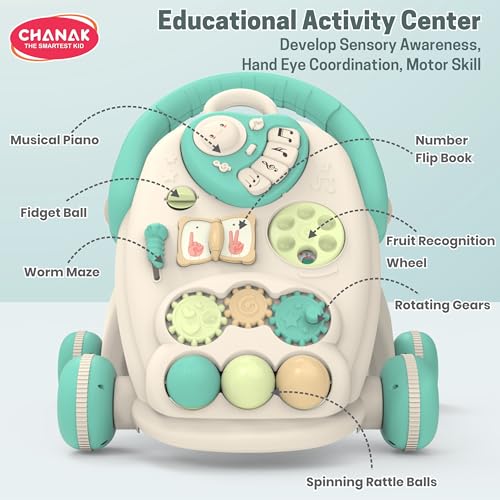 Image of Chanak Happy Feet Baby Walker for 9+ Months, Adjustable Speed, Anti-Slip Wheels, Music & Activity Center, BPA-Free, Stable Design with Water Tank, Interactive Push Walker for Baby Boys & Girls