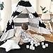 Kids Teepee Tent for Boys, Black and White Stripe Children Play Tent with Canvas Carry Case for Indoor & Garden