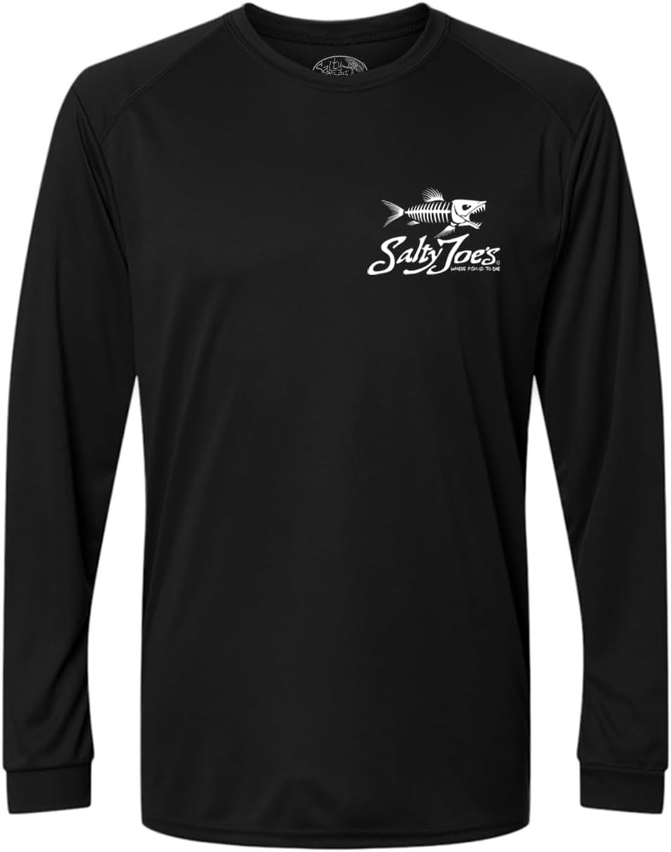 SALTY JOES Men's Skeleton Fish Logo UPF 50 Long Sleeve Sun Shirt XS-4XL