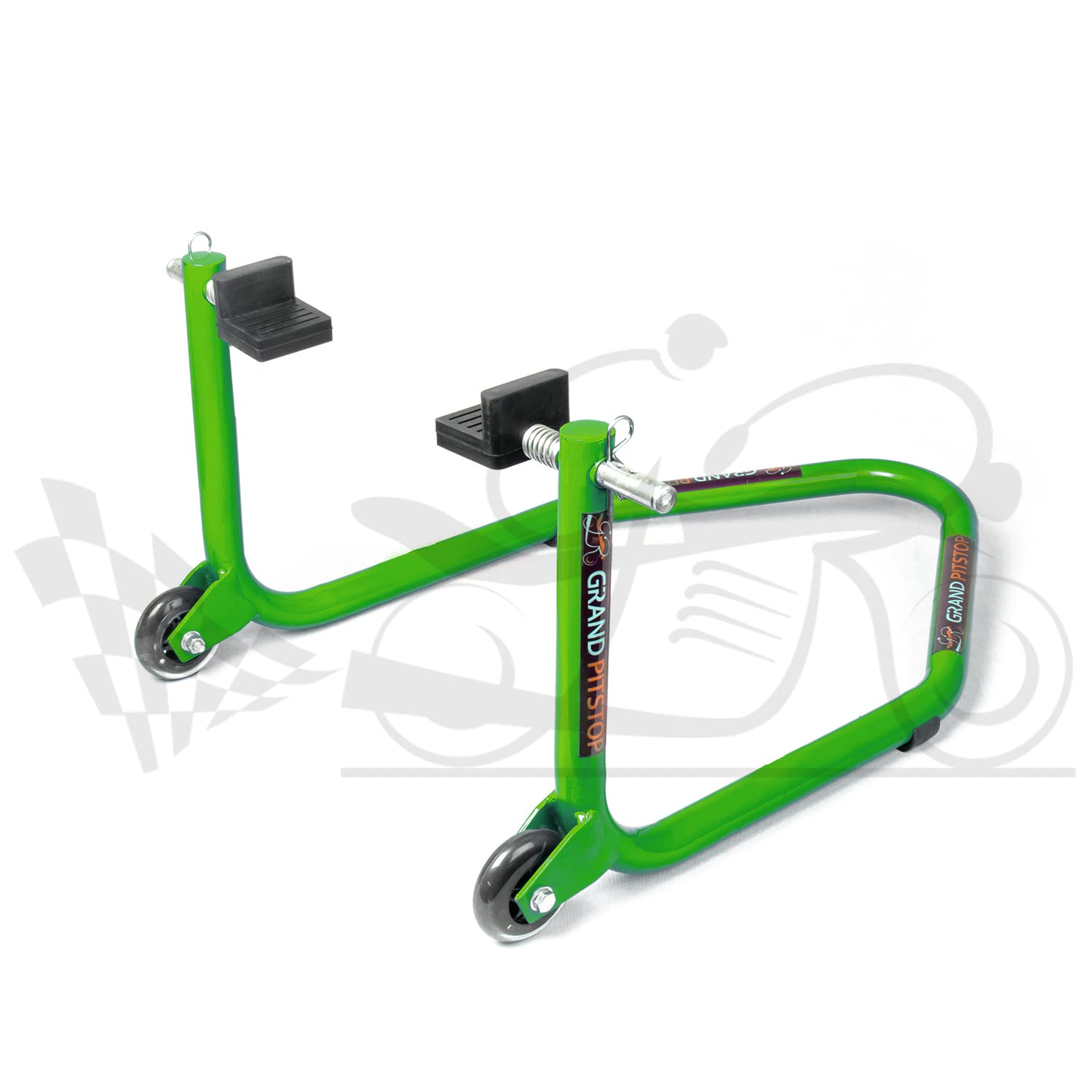 Grand Pitstop Universal Standard Rear Paddock Stand for Motorcycle with Swingarm Rest (Dismantable, Green, Motorcycle Weight Up to 185 Kgs)