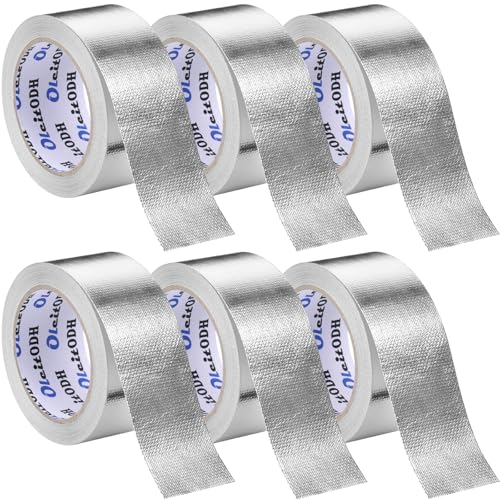 Image of 6 Pack Aluminum Foil Tape 2 Inch x 66 FT Fiberglass Heat Shield Tape | Self-Adhesive, Reflective Foil, Heat Resistant, HVAC, Furnace, Dryer Vent, Engine Bay, Pipe Insulation, Repairs