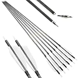 AMEYXGS 6/12 Pcs 34 Inch Archery Carbon Arrows 400 Spine Hunting Compound Arrows with 4” Turkey Feather Target Practice Arrow for Compound and Recurve Bow (White, 12 pcs)