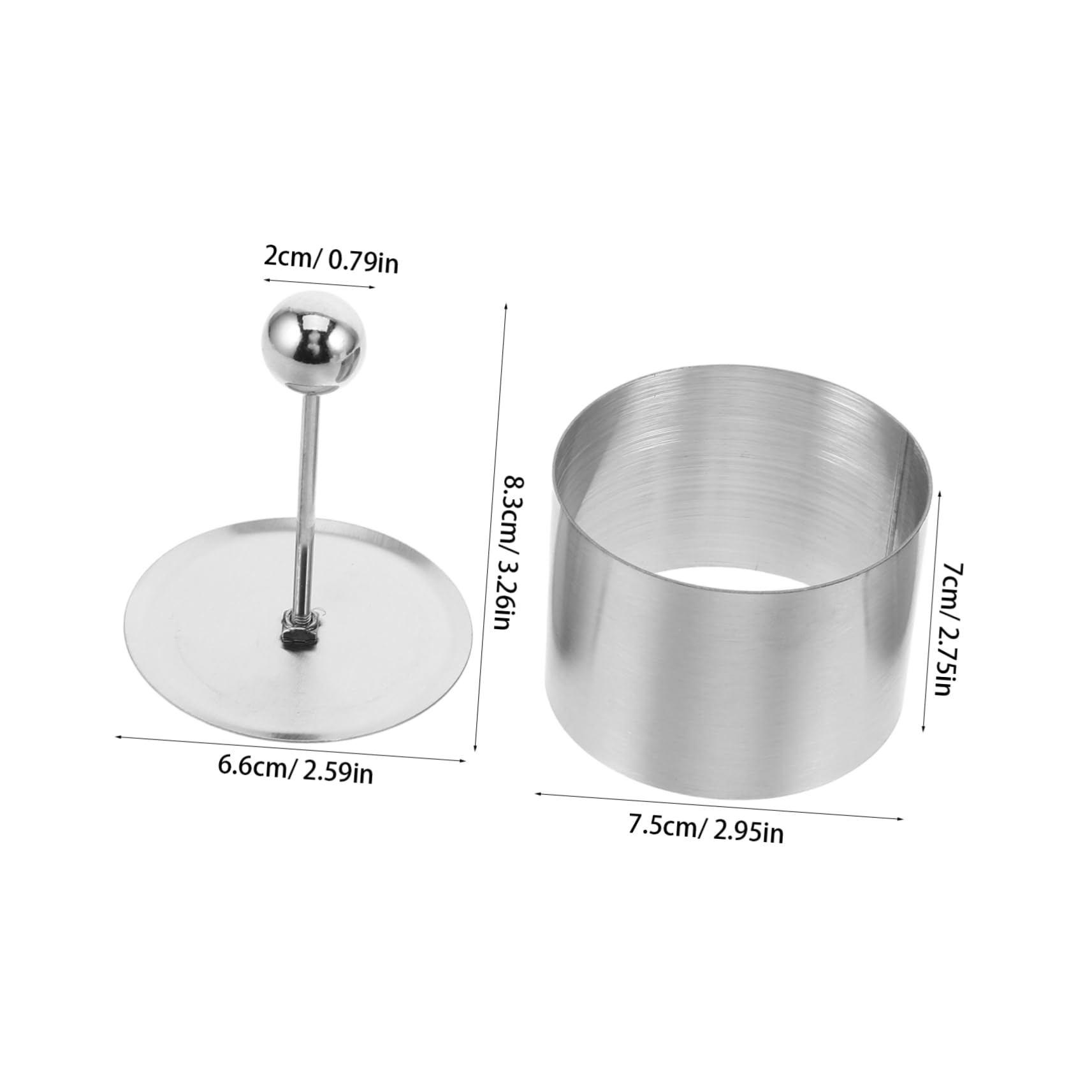 Cabilock 2pcs Round Stainless Steel Molds with Pusher Durable Kitchen Tool for Cold Dishes Sushi Cakes and Desserts Versatile Food Plating Molds for Home and Professional Use