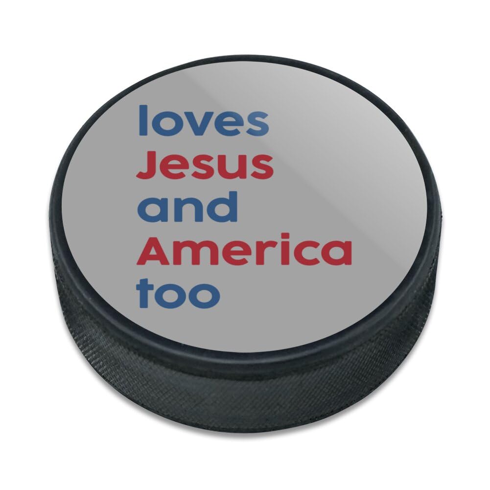 GRAPHICS & MORE Love Jesus and America Too Ice Hockey Puck