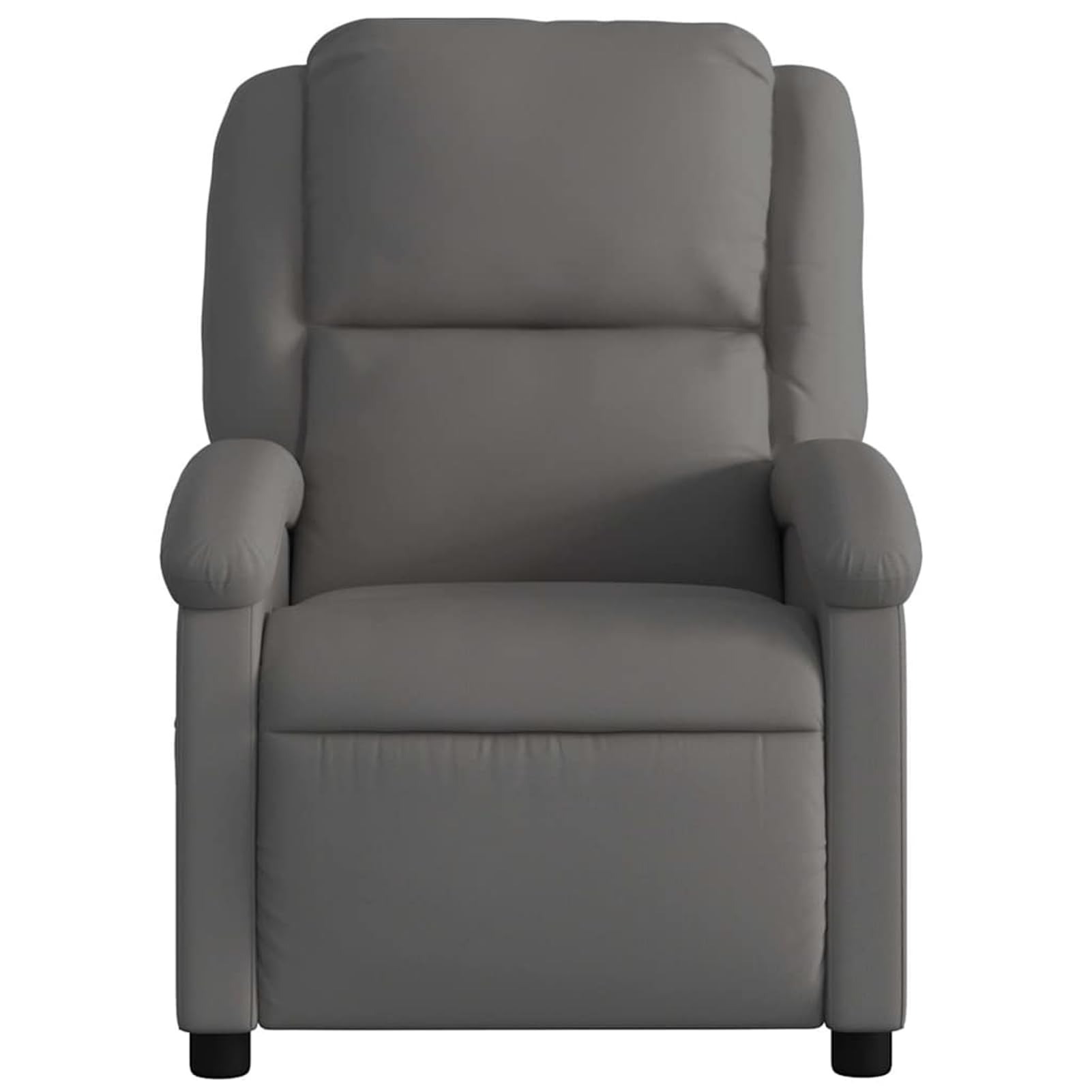Sillón de masaje eléctrico gris de piel auténtica, 71 x 86,5 x 99,5 cm, 6 puntos de vibración, con función reclinable eléctrica para adultos