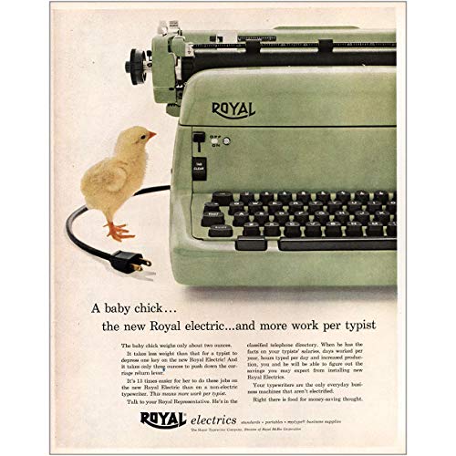 RelicPaper 1955 Royal Electric Typewriter: A Baby Chick, Royal Typewriter Company Print Ad