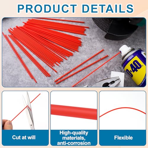 50 pitillos rojos para spray, 12 cm, flexibles miniatura 3