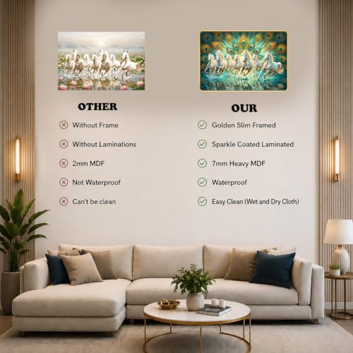 Image of 7 Running Horses Vastu Photo Frame, 8x12 Inch