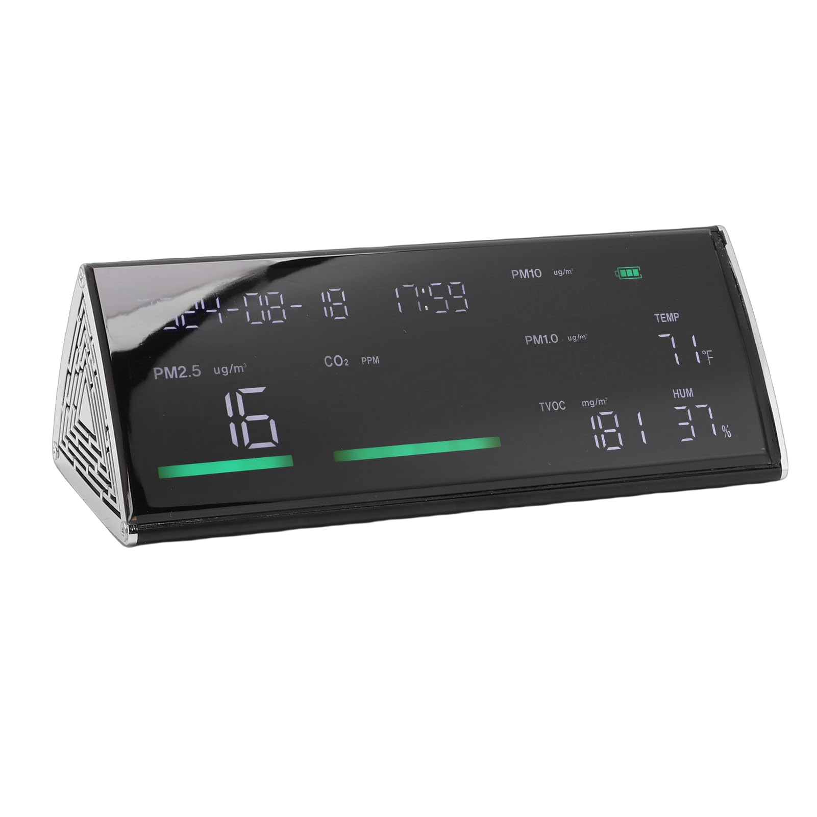Fabater Monitor de Calidad del Aire Interior Detector de CO2 Portátil para PM2.5 PM10 PM1.0 TVOC Probador de Temperatura del Aire Doméstico, Probador Ligero de Calidad del para Familias (BLACK)