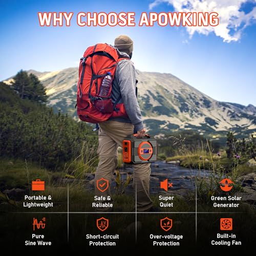 Power Station 220Wh & 60W Portable Solar Panels, 110V/300W Backup Battery Lithium with AC Outlets, DC, USB QC3.0,Solar Generator Portable Charger for Outdoor Camping, Traveling, RV Trip - Image 4