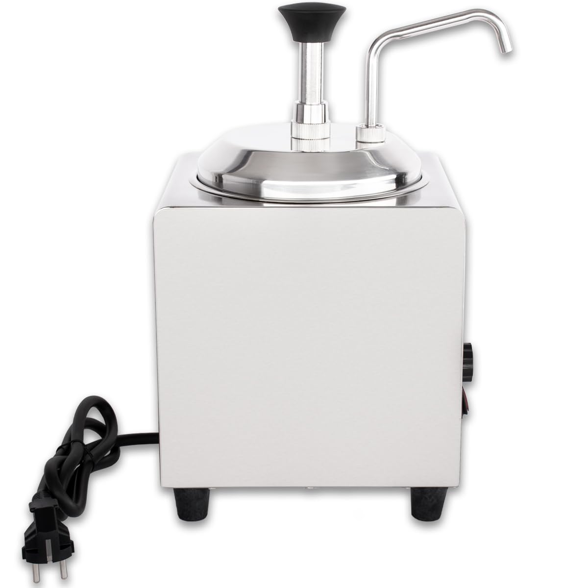 Beeketal Soßenspender ESP-1 aus Edelstahl | 1,8 Liter Saucenspender mit Pumpe | 600W Soßenwärmer für Gastronomie & Imbiss | Temperatur regelbar 30-110°C | Ideal für warme Soßen & Ketchup