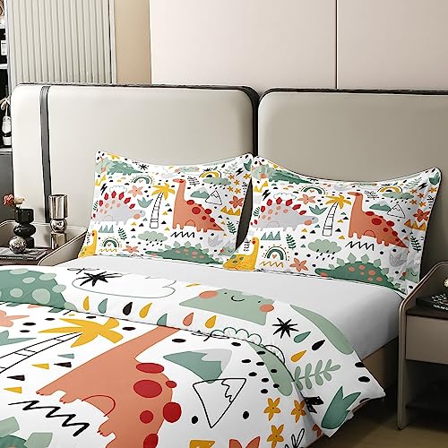 Dinosaur 100% Cotton Duvet Cover Double Size 3D Dino Print Bedding 100% Cotton Set for Kids Boys Girls Teens Room Decor Jungle Dino Comforter Cover Set Wild Animal Bedspread Cover 3Pcs Zipper - Image 4