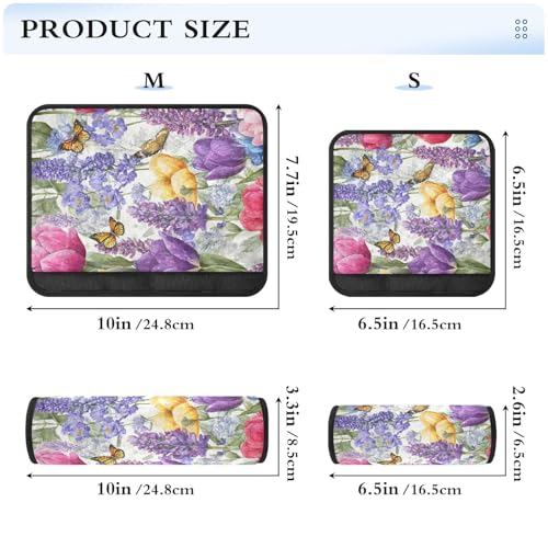 Image of Tulips Lavenders Purple Butterfly Seat Belt Cover Pad 2 Pcs Soft Cute Seatbelt Covers Protector Support Head Neck Shoulder Strap for Car Seats High Chair Backpack for Adults Kids Women Men 10x7