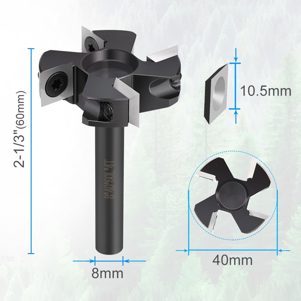 Insertos de Fresadora de Superficie CNC de 8x40 Mm, Bit de Carburo para Cepilladora de Madera, Planificado de Losas, Cortador de Fresado de Madera.