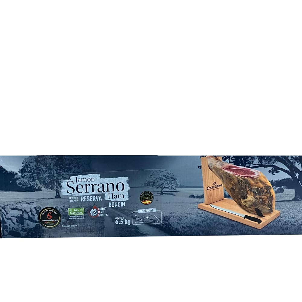 スペインCOSTA BRAVE ハモン セラーノ原木 6.5-㎏ 台・ナイフ付き Amazon.co.jp: スペイン産 ハモンセラーノ 原木 6.5g 12ケ月熟成 Costa