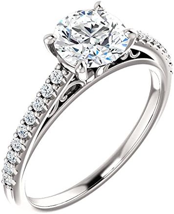 Forever One Moissanite Near Colorless & Diamond Engagement Ring in 14k White or Yellow Gold (white-gold, 7.5)