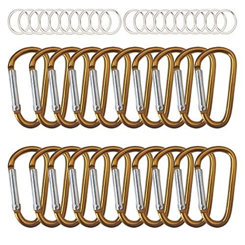 40 Pcs Carabiner Clip Keychain 1.83" Aluminum D-Ring Spring Loaded Gate Small Keychain Carabiners Clip Multipurpose For Outdoor Camping Mini Lock Hooks Snap Link Durable Carabineer #TOP18