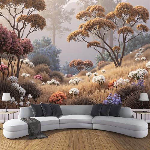 ZISTRCBAO Carta Da Parati Panoramica Foresta Australiana, Scenario Naturale Carta Da Parati in Seta per Camera Da Letto Soggiorno Camera Dei Bambini Decorazione Da Parete 400x280cm, Marrone