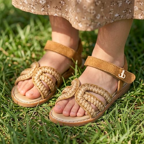Image of Girls Gladiator Sandals with Adjustable Buckle Comfy Ankle Strappy Flat Shoes