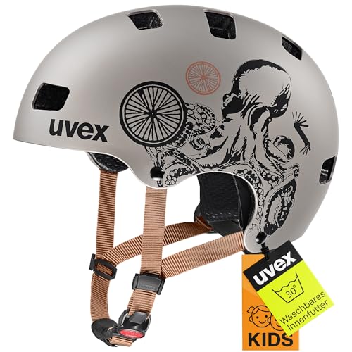 uvex Kid 3 cc - robuster Kinder-Helm für Kinder - individuelle Größenanpassung - optimierte Belüftung - Oak Brown-Octopus matt - 55-58 cm