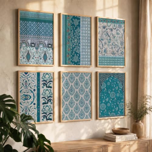 Image of kotart Pattern wall art Digital Painting for Decoration - Prints Bedroom Office, living room Decor, hanging frames (Pack of 6 Multicolor) (14X20 Inch, A)