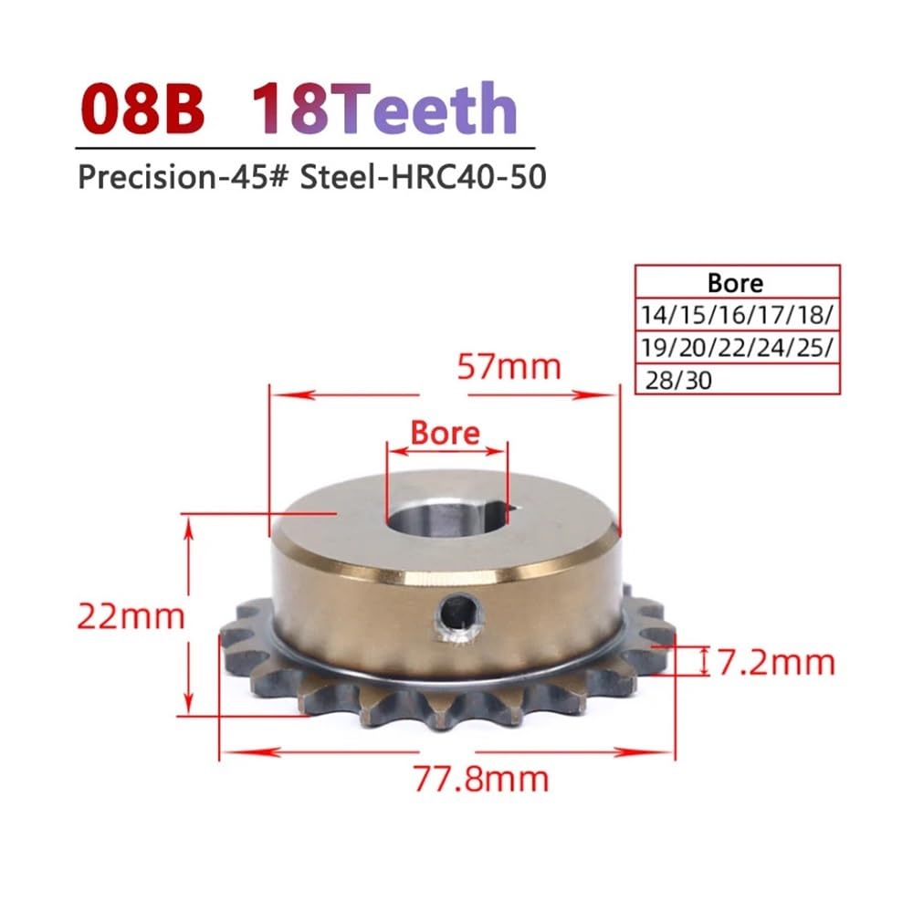 Set di Ingranaggi pignone, Denti dell'ingranaggio 1 Ruota dentata di precisione Industriale da 18 Denti 08B, ingranaggio a Catena in Acciaio da 45#
