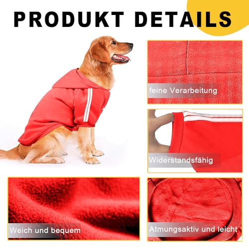 Voarge Dog Warm Hoodies Coat, Winter Clothing, Large Dog, Button Design Dog Hoodie, Dog Jumper Large Dogs, Dog Coat (Red, 3XL) - Image 4