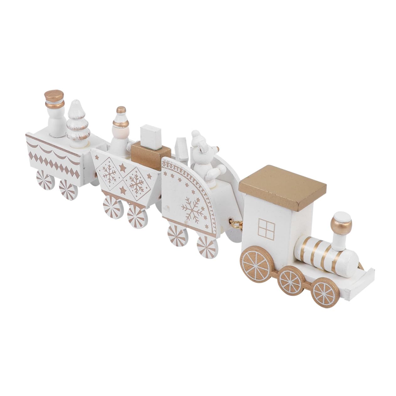 Hohopeti 4 Stück Teiliges Holz Weihnachtszug Dekorationsset Langlebige Miniatur Eisenbahn mit Lebendigem Design als Christbaumschmuck und für Tisch und Regal Dekoration