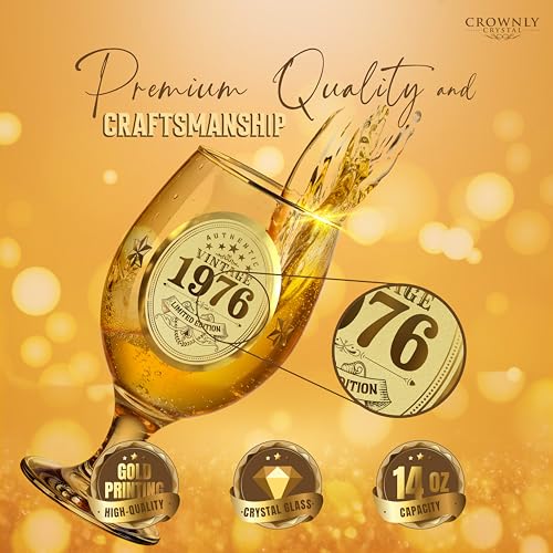 CROWNLY CRYSTAL® 1976 50th Birthday Gifts Men Personalised Beer Glasses 50th Birthday Card Uncle Brother Dad Gifts from Daughter - Image 3