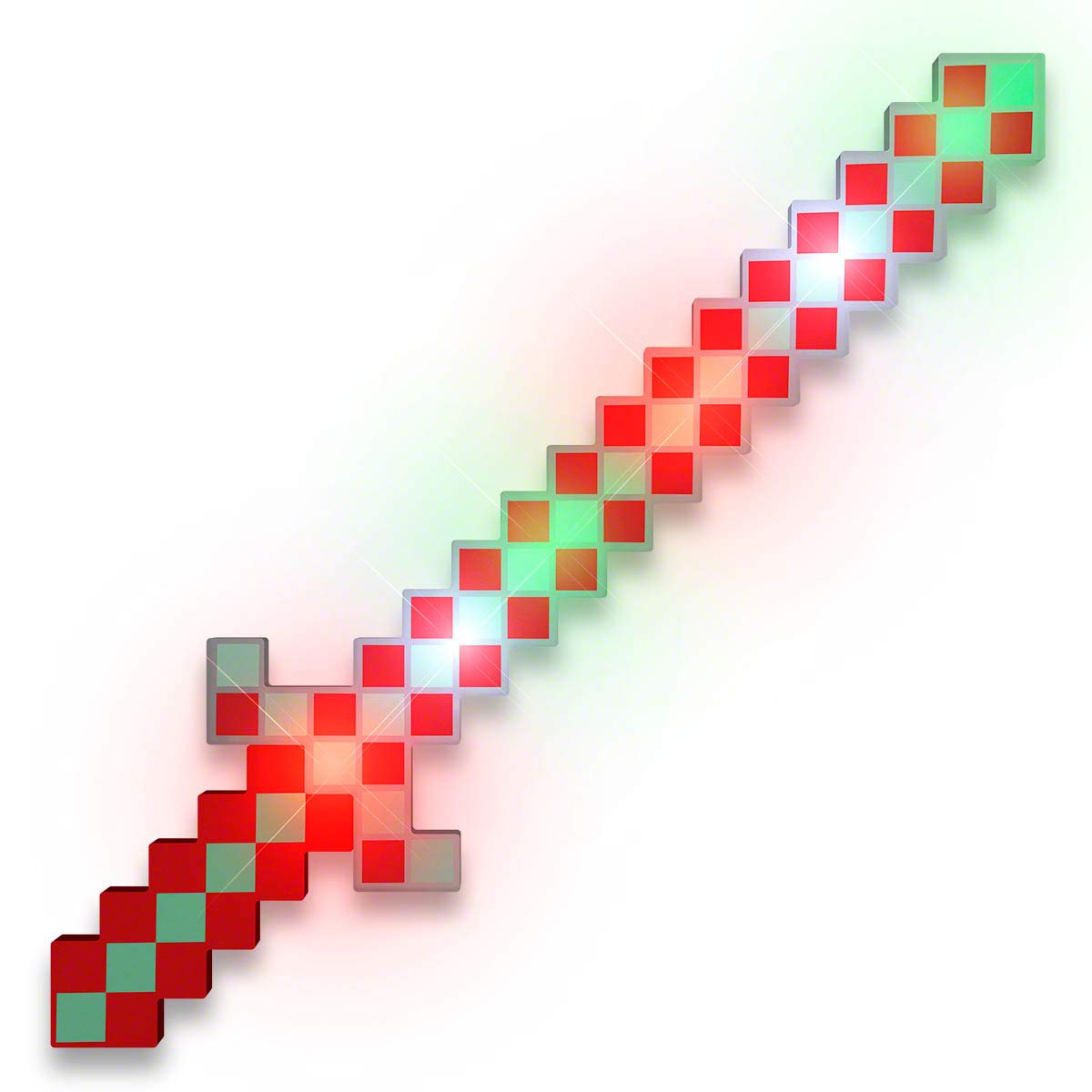 FlashingBlinkyLights Light Up 8-Bit Green & Red Christmas Sword Pixel Toy