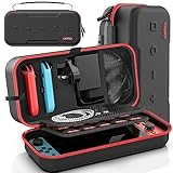 OIVO Hard Case for Nintendo Switch & Switch OLED, Carrying Case for Joycon and Adapters Hardcase Protection Switch, Storage Case with 20 Card Slots, Red